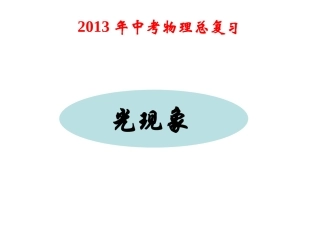 2013年中考物理总复习课件《光现象》