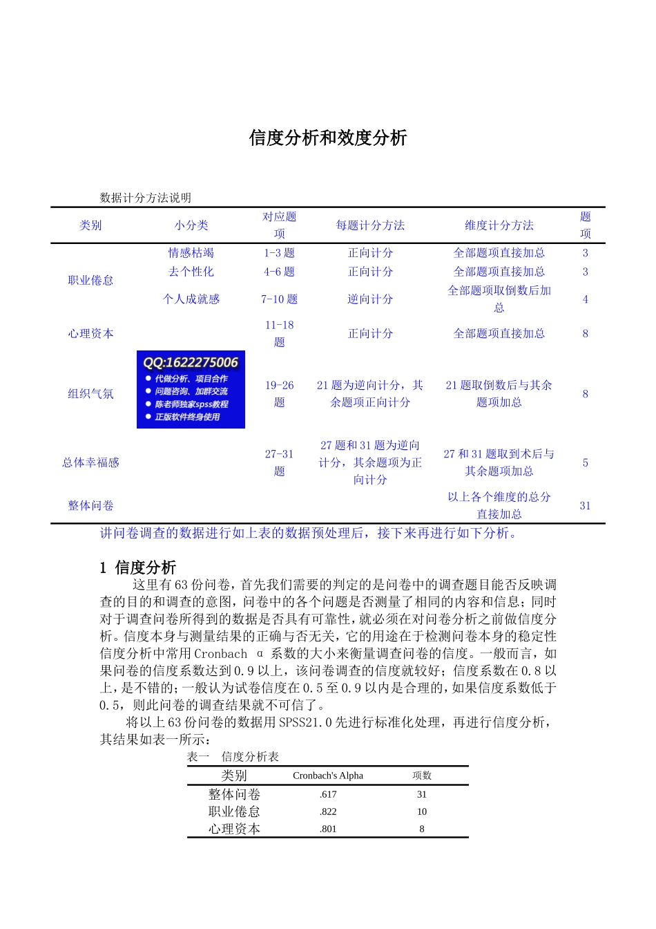 spss数据分析教程之SPSS信度分析和效度分析_第1页