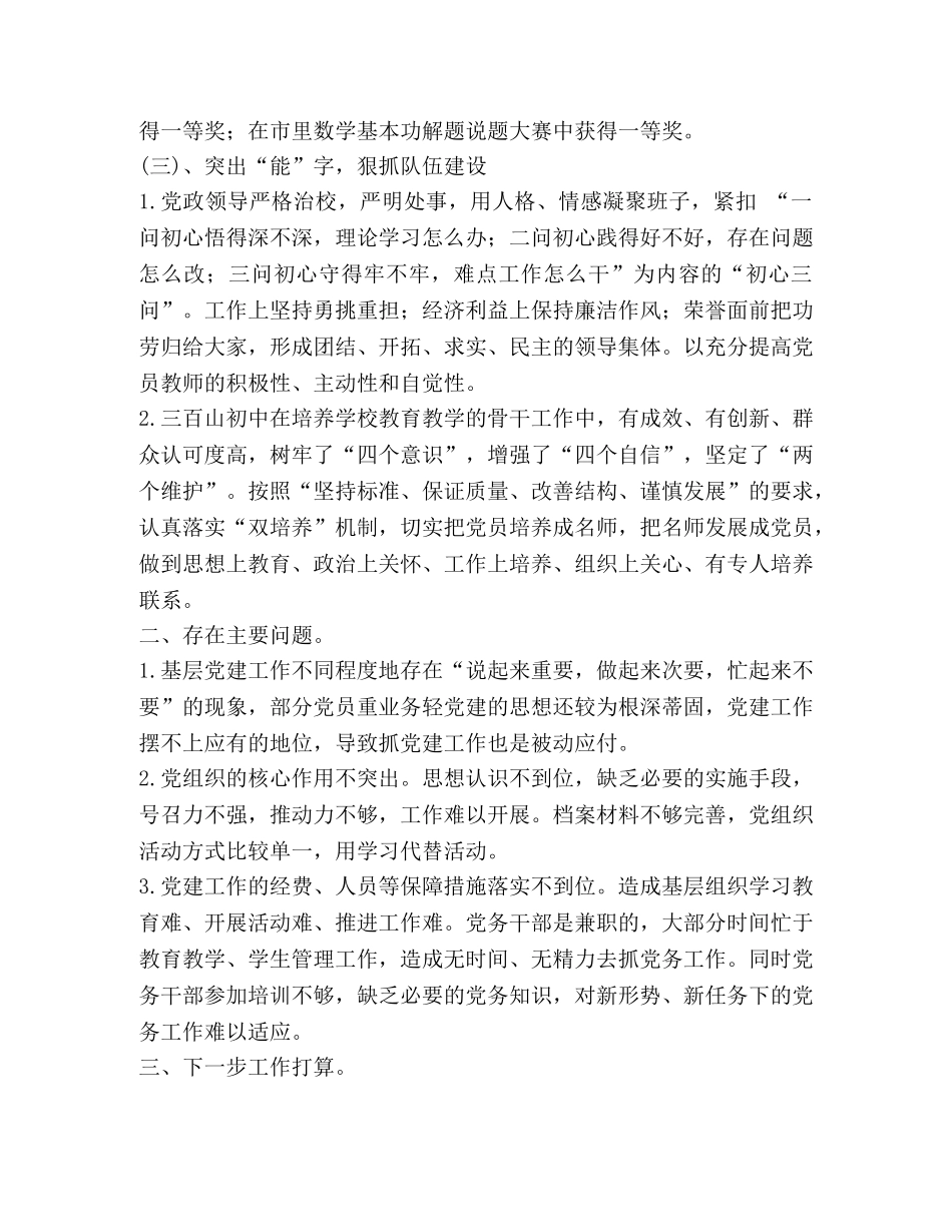 三百山初中党建工作总结 _第3页