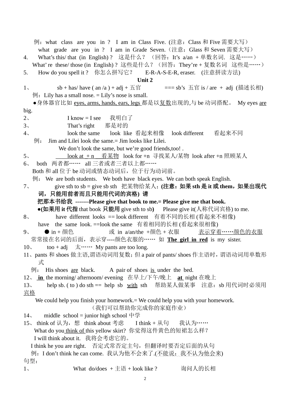 仁爱版英语七年级上册全部知识点归纳_第2页