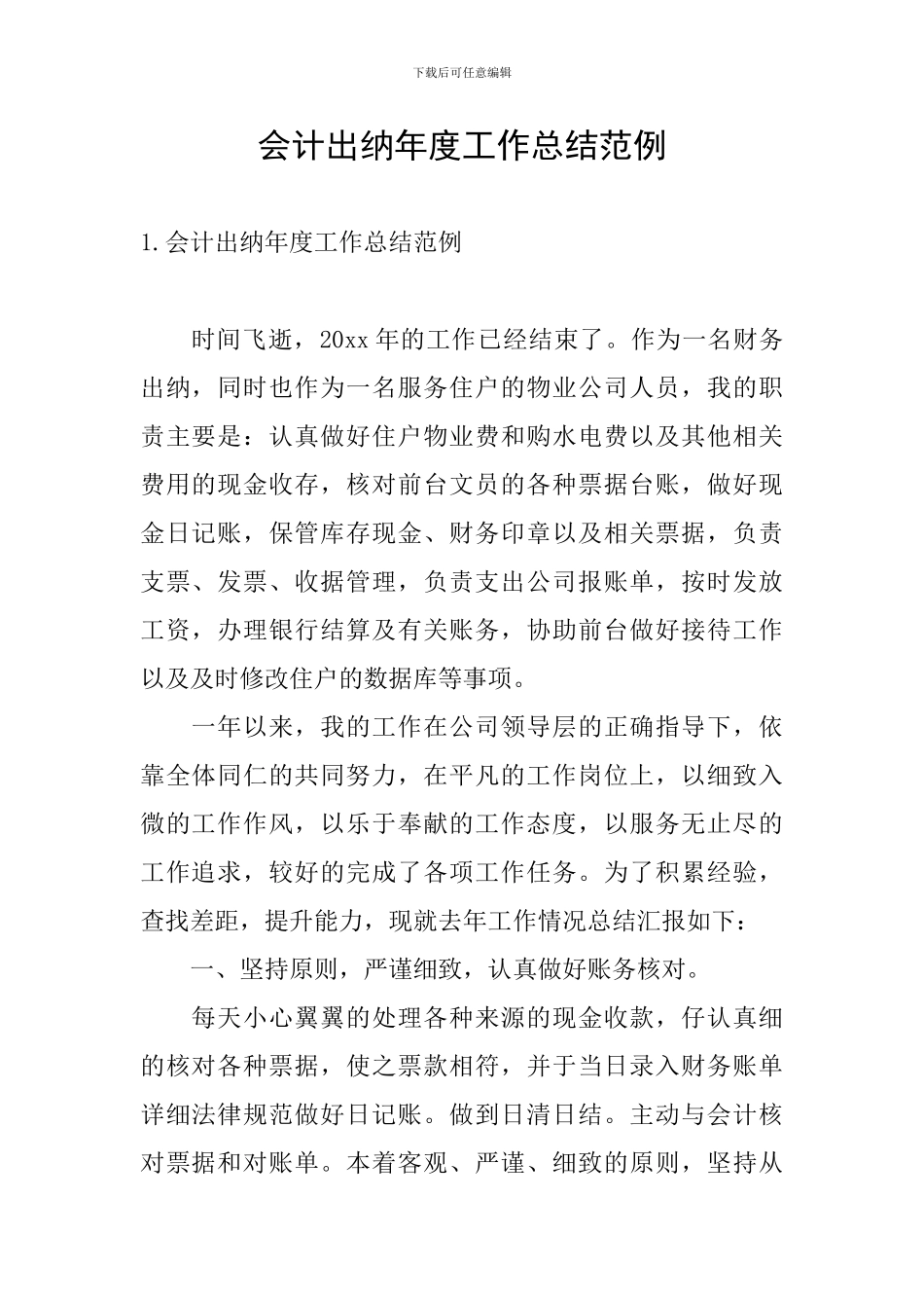 会计出纳年度工作总结范例_第1页