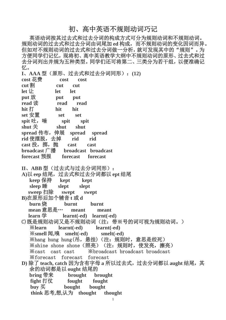 巧记不规则动词_第1页