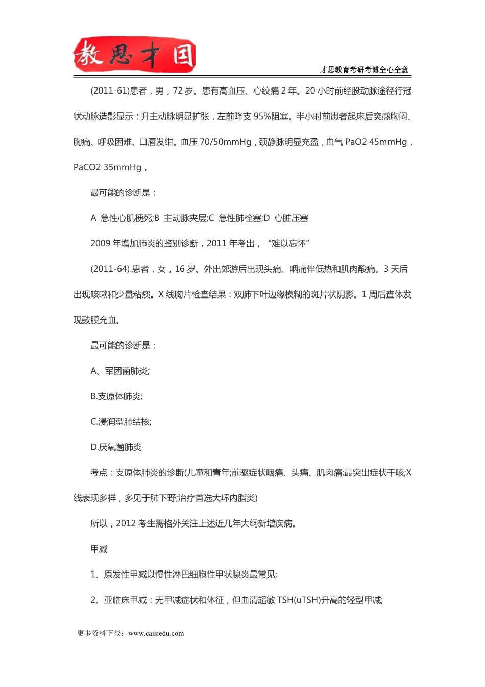 北京协和医学院306西医综合考研内科命题规律_第3页