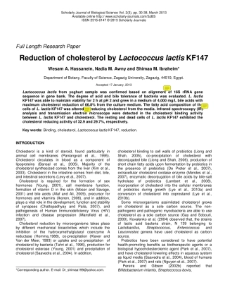 Reduction of cholesterol 2013