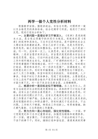 两学一做个人党性分析材料