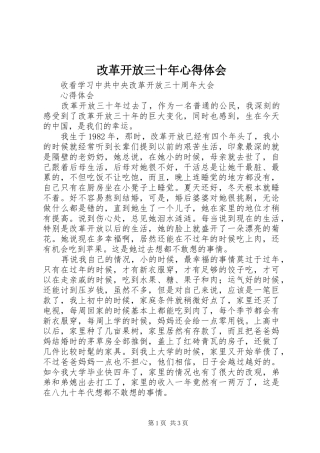 改革开放三十年心得体会