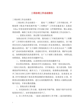 三项治理工作总结报告 