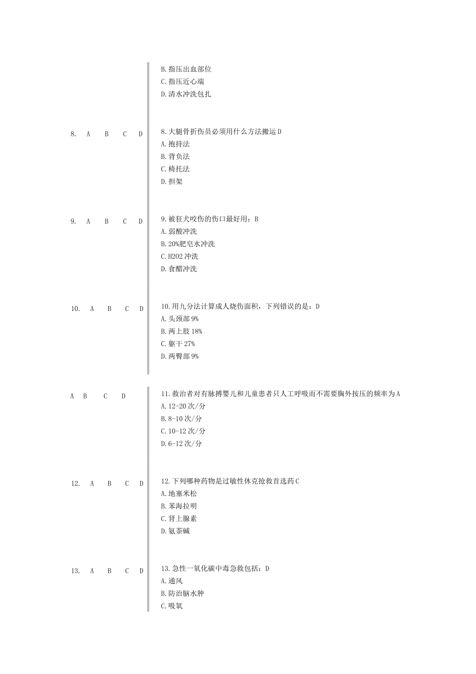 2015年山东继续医学教育实用急救答案_第2页