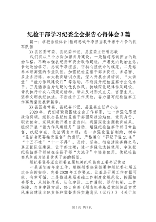 纪检干部学习纪委全会报告心得体会3篇