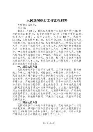 人民法院执行工作汇报材料
