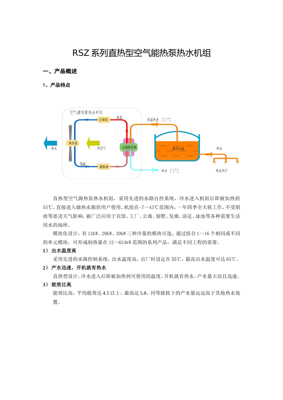 RSZ系列直热型空气能热泵热水机组_第1页