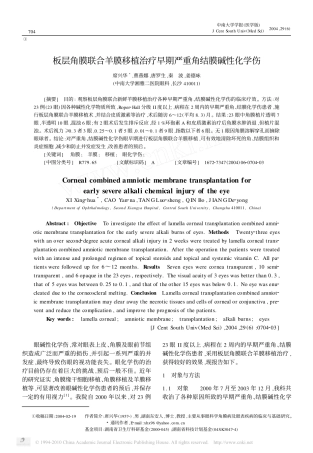 板层角膜联合羊膜移植治疗早期严重角结膜碱性化学伤