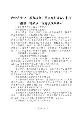 农业产业化、脱贫攻坚、美丽乡村建设、村庄整治、精品点工程建设成果展示