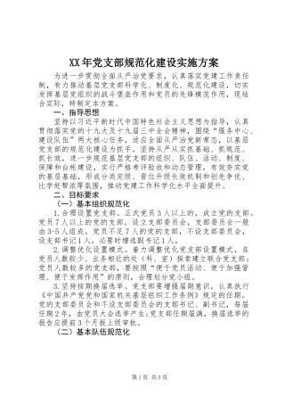 XX年党支部规范化建设实施方案