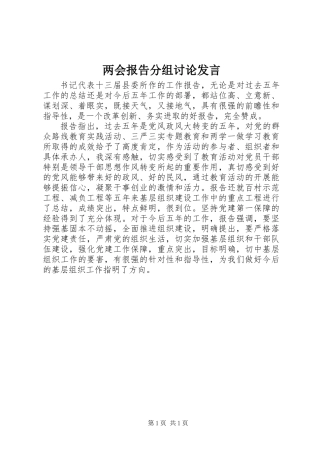 两会报告分组讨论发言