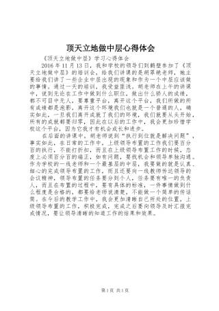 顶天立地做中层心得体会