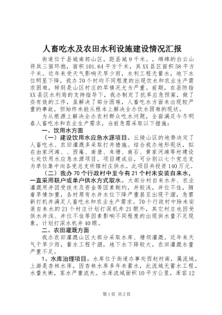 人畜吃水及农田水利设施建设情况汇报