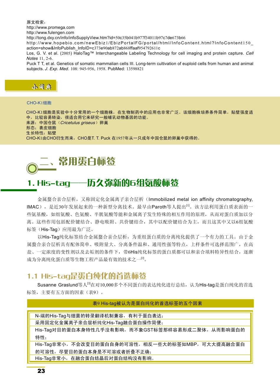 常用蛋白标签_第1页