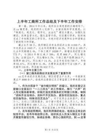 上半年工商所工作总结及下半年工作安排