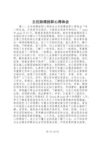 主任助理挂职心得体会