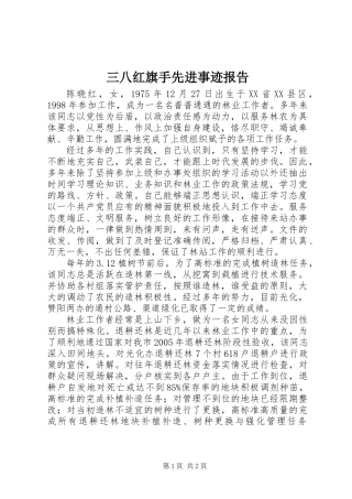 三八红旗手先进事迹报告