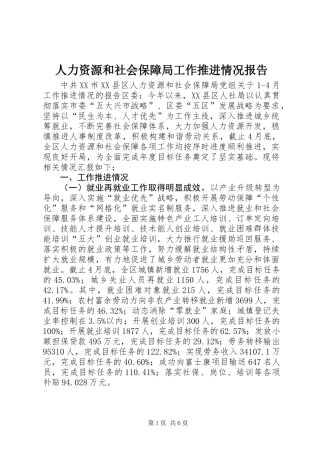 人力资源和社会保障局工作推进情况报告