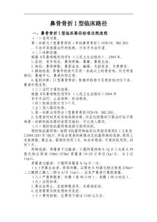 鼻骨骨折I型临床路径