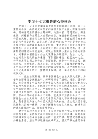 学习十七大报告的心得体会