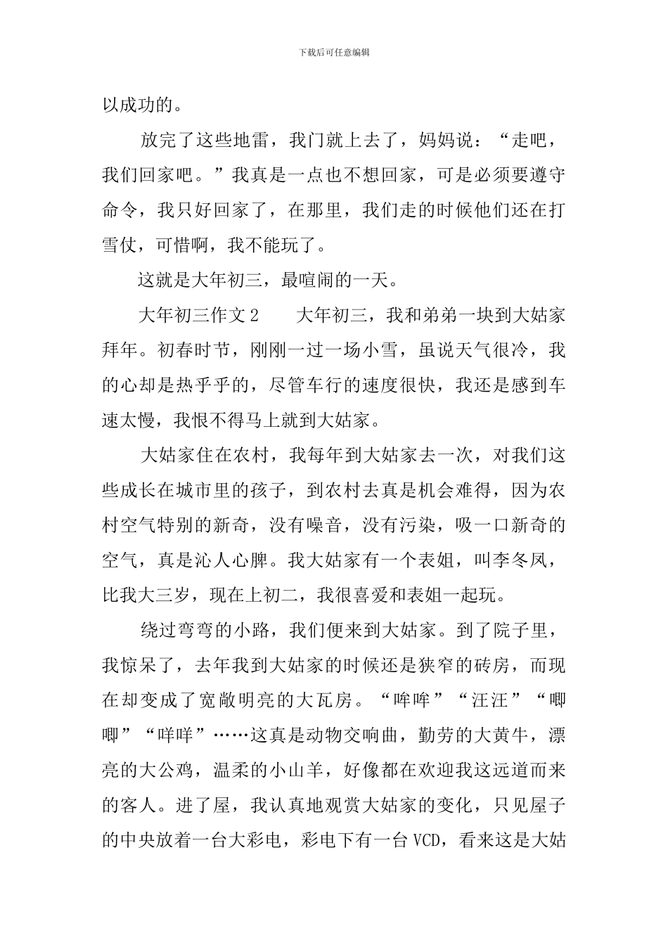 大年初三作文_第2页