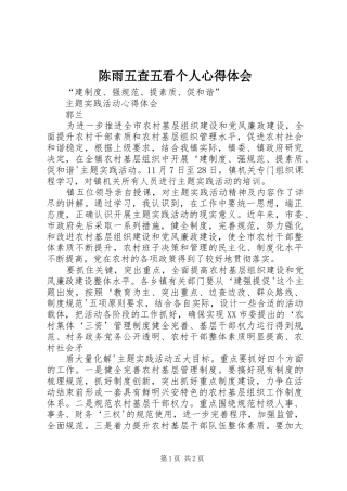 陈雨五查五看个人心得体会