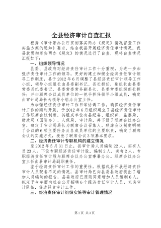 全县经济审计自查汇报