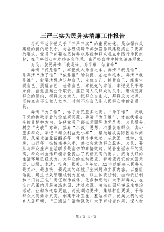 三严三实为民务实清廉工作报告