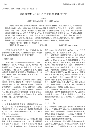 成都市级机关1008名老干部健康体检分析