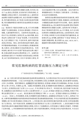 常见肛肠疾病的肛管直肠压力测定分析
