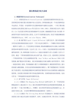 蛋白质结晶方法大总结