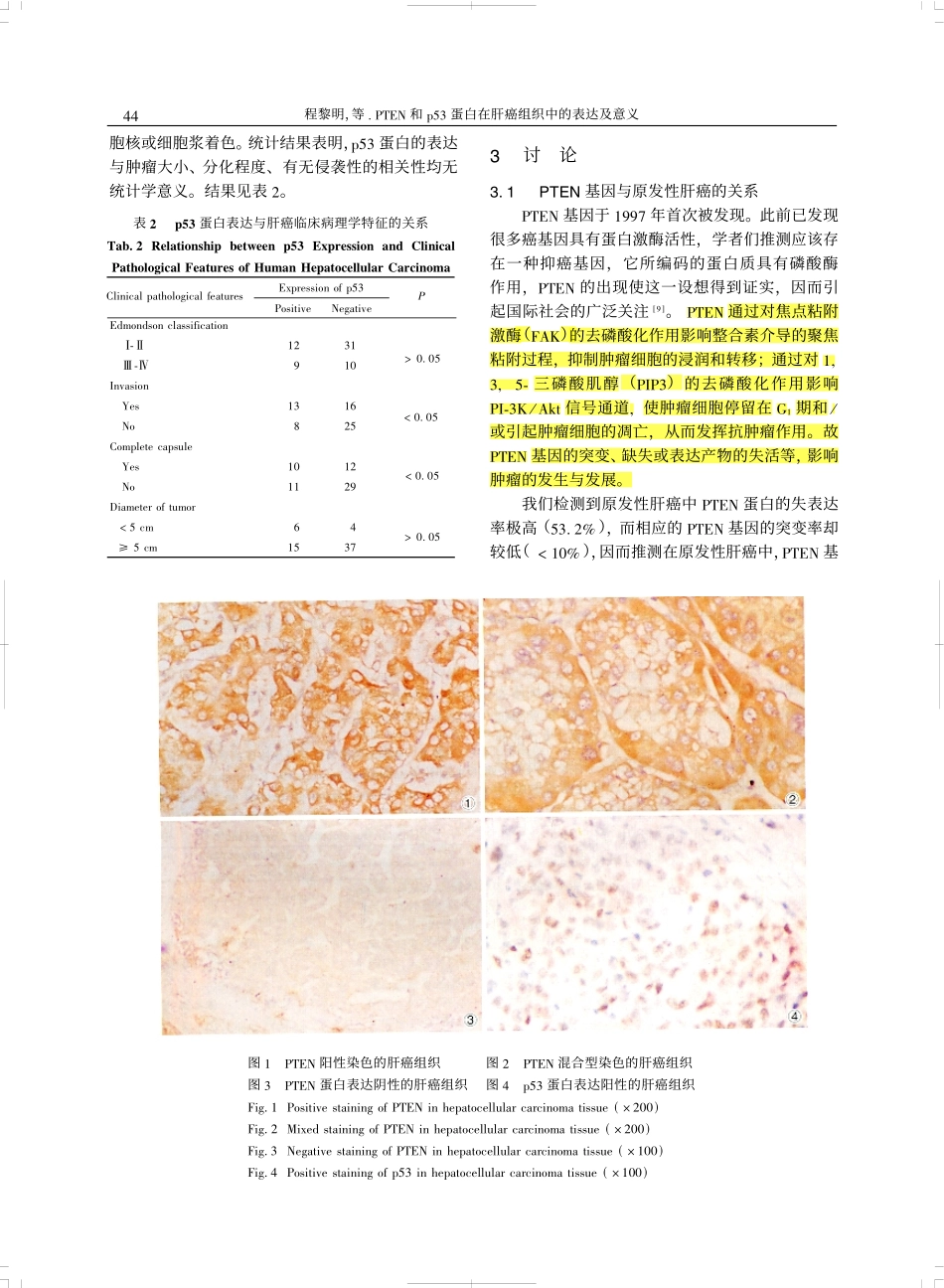 PTEN和p53蛋白在肝癌组织中的表达及意义[1]_第3页