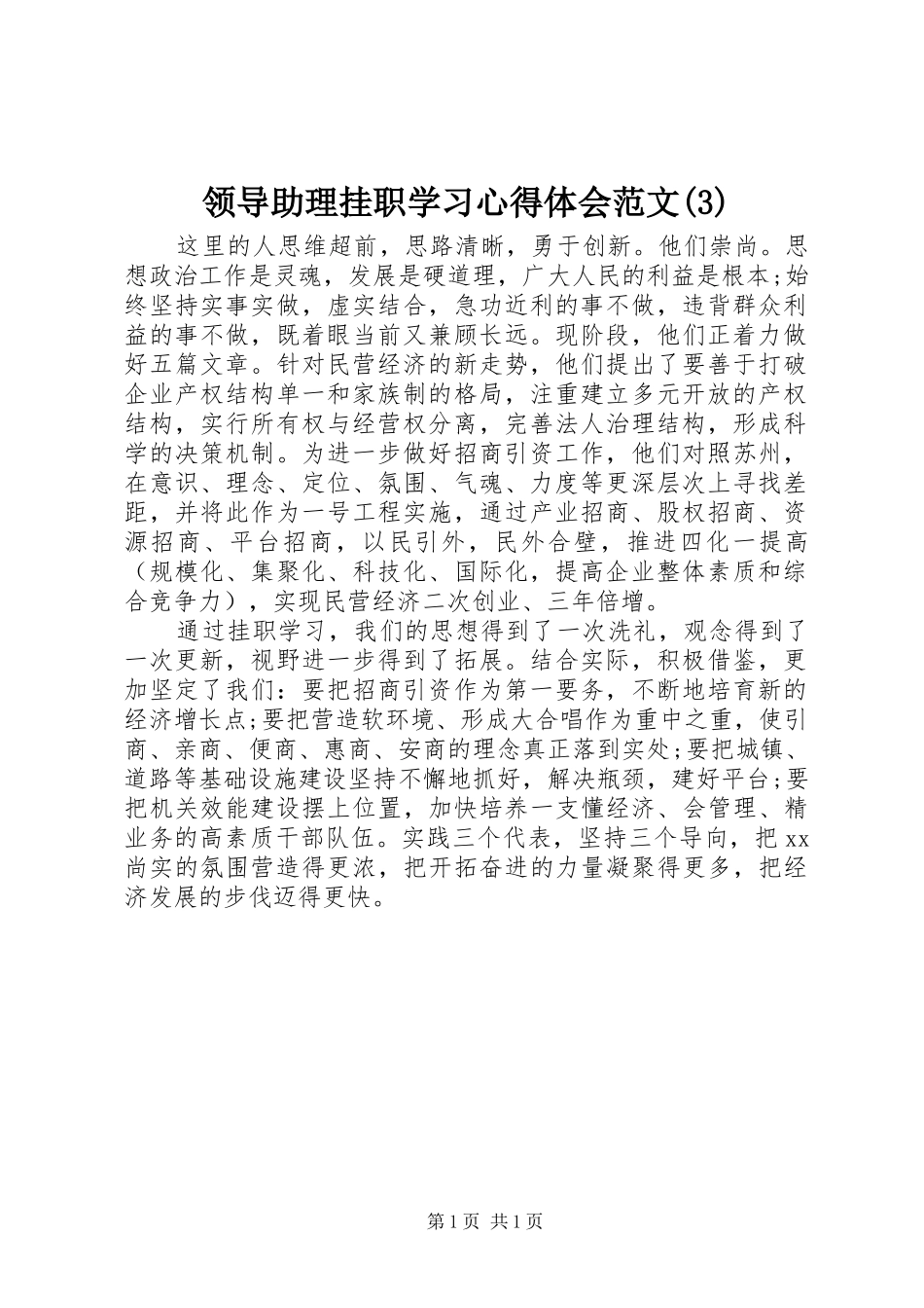 领导助理挂职学习心得体会范文(3)_第1页