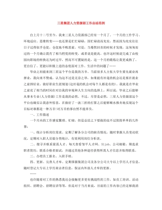 三星集团人力资源部工作总结范例 