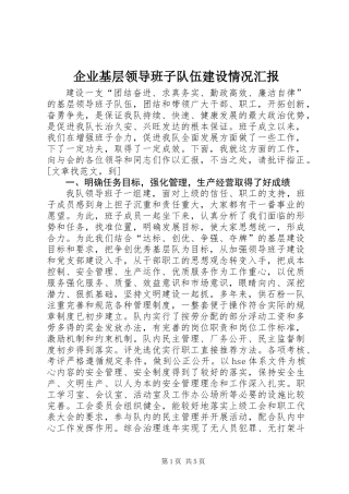 企业基层领导班子队伍建设情况汇报 (2)
