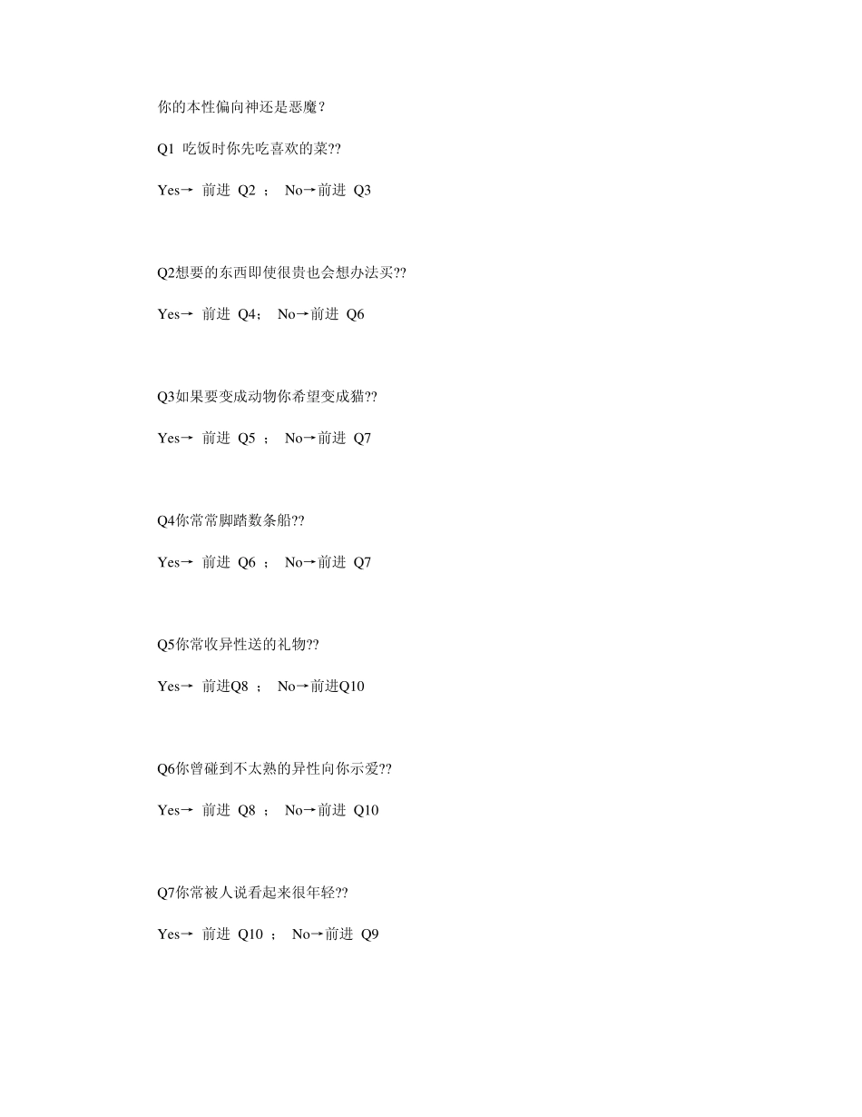 [心理](心理测试)你的本性偏向神还是恶魔？_第1页