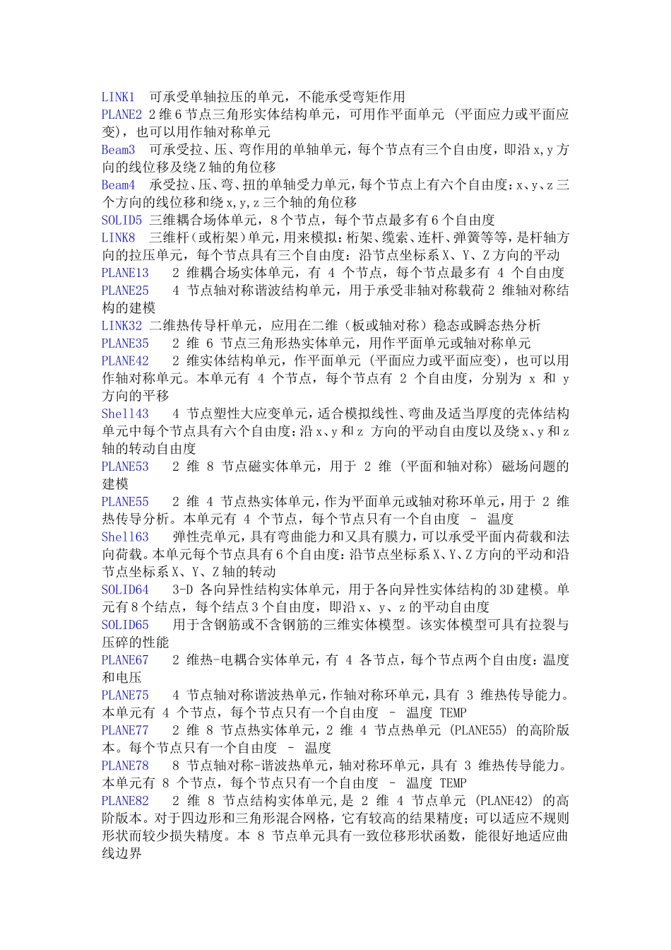 ansys单元类型介绍_第1页