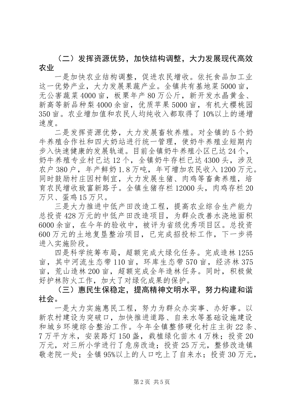 全镇年度工作总结_第2页