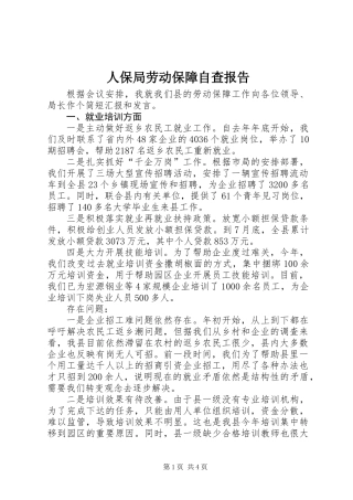 人保局劳动保障自查报告