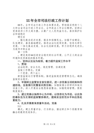 XX年全市司法行政工作计划