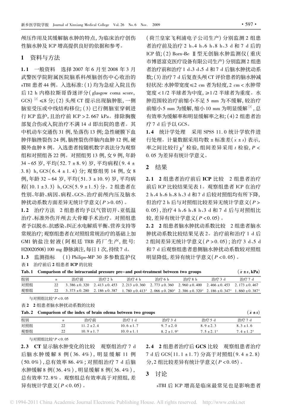 单唾液酸四己糖神经节苷脂对重型颅脑创伤后颅内压增高的治疗作用_第2页