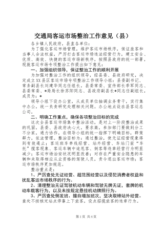 交通局客运市场整治工作意见（县）