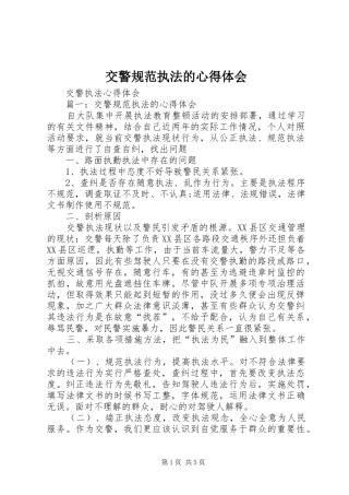 交警规范执法的心得体会