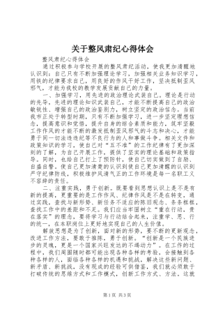 关于整风肃纪心得体会