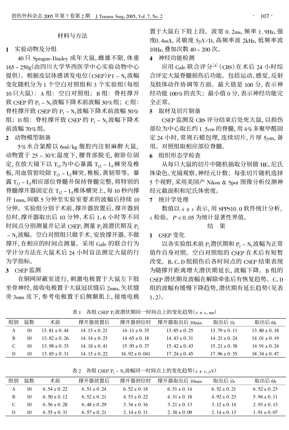 大鼠牵张性脊髓损伤动物模型的建立和评价_第2页
