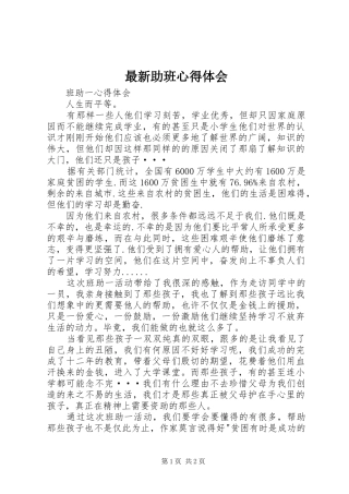 最新助班心得体会